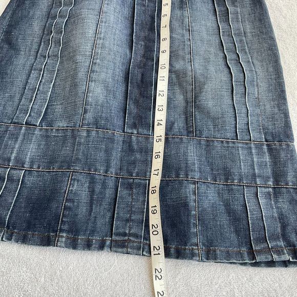 Vintage AX ARMANI EXCHANGE Women Skirt Chambray Cotton Linen Blend Size 0P 90's - Picture 8 of 10